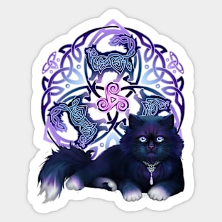 Celtic Fluffy Black Cat Sticker